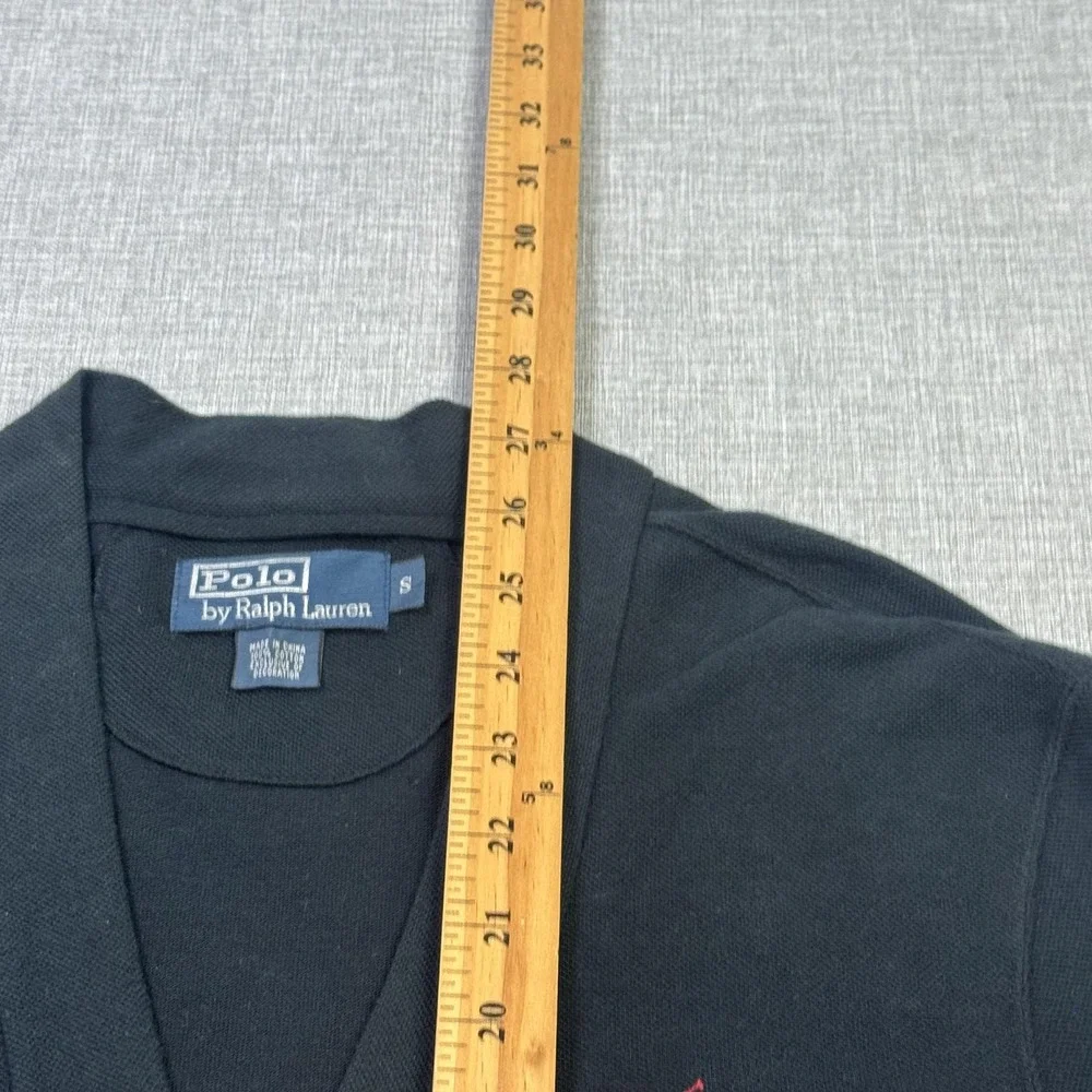 Polo Ralph Lauren Button-Up V-Neck Cardigan Sweater Mens Small Black Cotton
